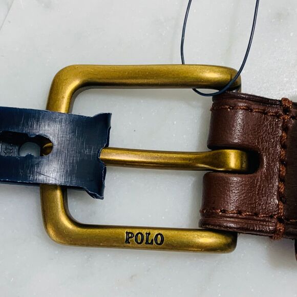 POLO RALPH LAUREN Belt Men 40" Navy Blue Preppy Bear w Stripes Fits: 40"-44" NWT - Picture 4 of 8